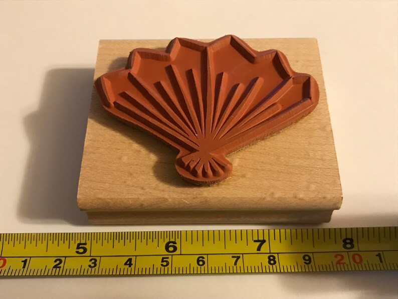 Large Fan design rubber stamp BB49 60 mm