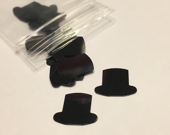 20 black Top Hat confetti / sequins mix, 13 mm (33)