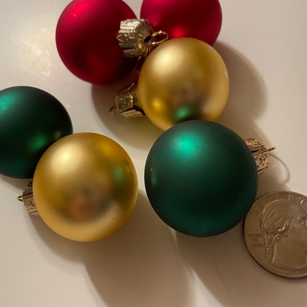 10 count small, assorted Glass Christmas Ball Ornaments, 1 1/4 inch (RR)
