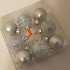 8 count small Glass Christmas Ball Ornaments, 30 mm (RR)