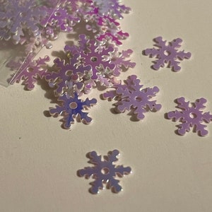 Tiny multi shine iridescent snowflake confetti / sequins, 10 mm (11)-