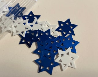 Star of David confetti mix assorted blue white, 15 mm (28)