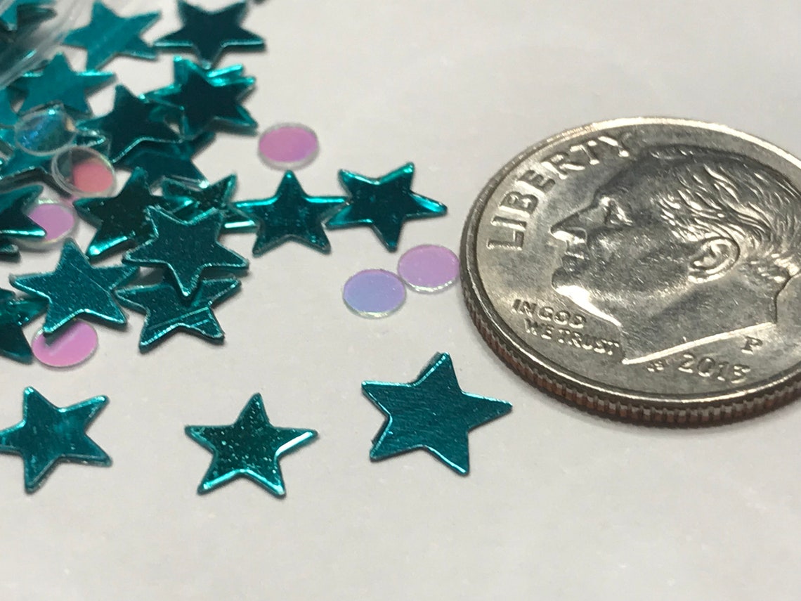 Teal / Turquoise Star and Irredescent Dot Confetti Mix 3-6 Mm - Etsy