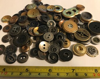 15 count assorted vintage flat metal button mix, 12-20 mm (B8)