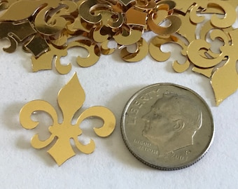 20 gold color Fleur De Lis confetti embellishments, 20 x 22 mm (32)