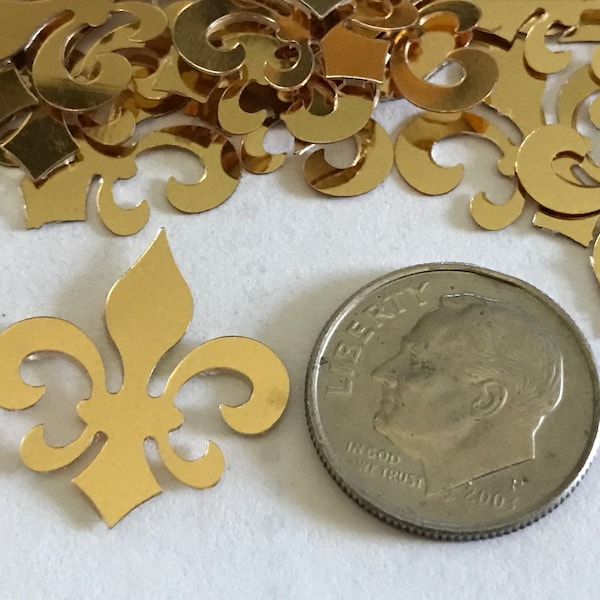 20 gold color Fleur De Lis confetti embellishments, 20 x 22 mm (32)