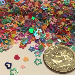 2500 piece tiny carnaval color assorted heart star flower nail art mix , 3 mm (S4)
