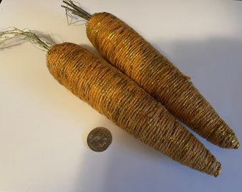 Set of 2 large 8 inch tall Carrots, decor, embellishment, Easter (BB1/14)