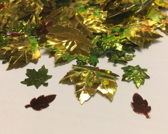 1 bag of shiny fall leaf confetti, 13-24 mm (30)