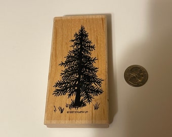 Pine Tree, rubber stamp, pre-owned, used, 3 1/2 inches tall (BB4/9)