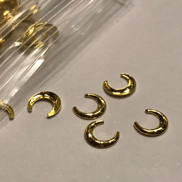 Charme à ongles de lune en or 20 métal, 3 x 4 mm (S11/4)