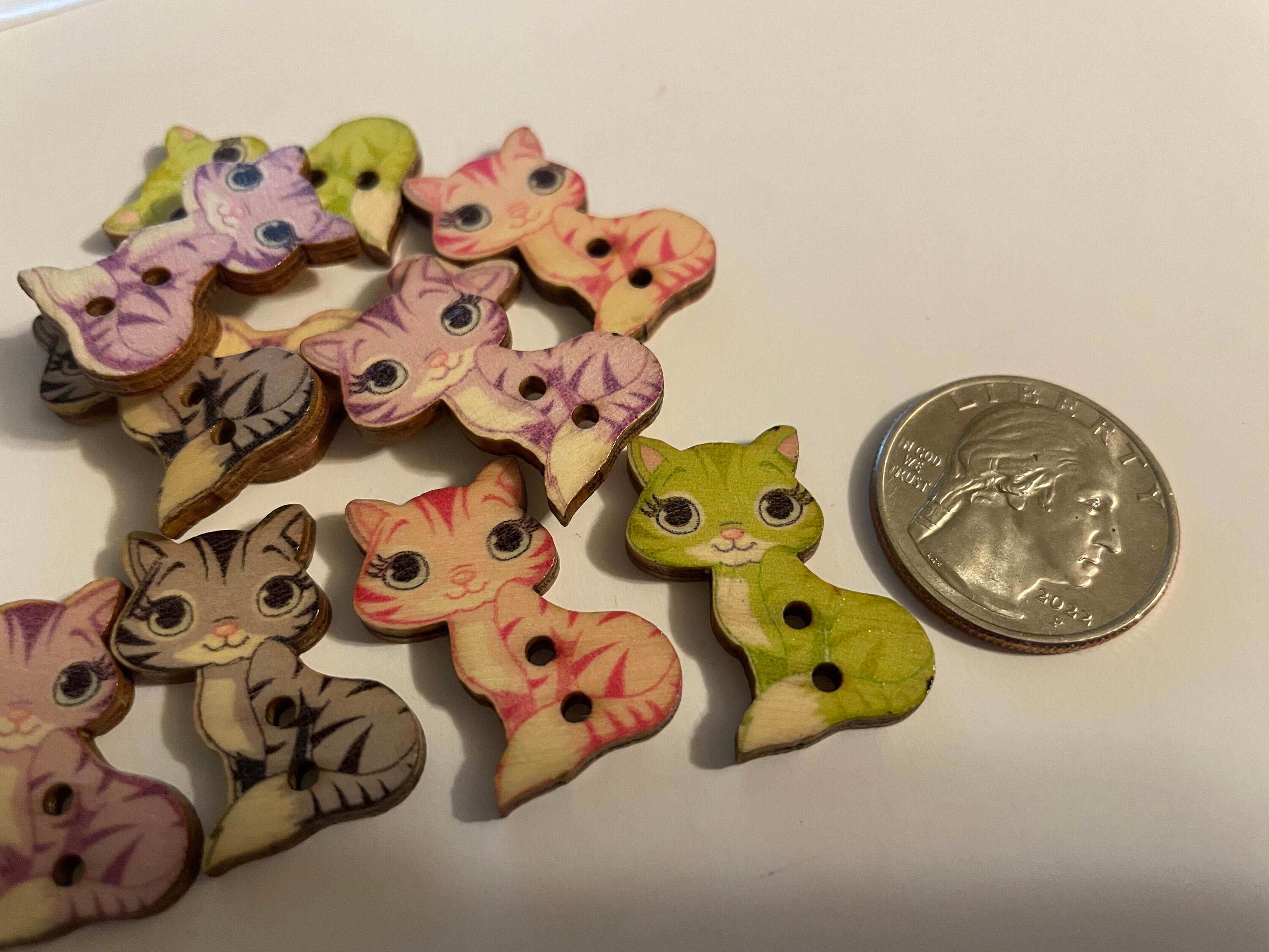 5 Count Painted Assorted Color Cat Buttons, 30 Mm (10) - Etsy