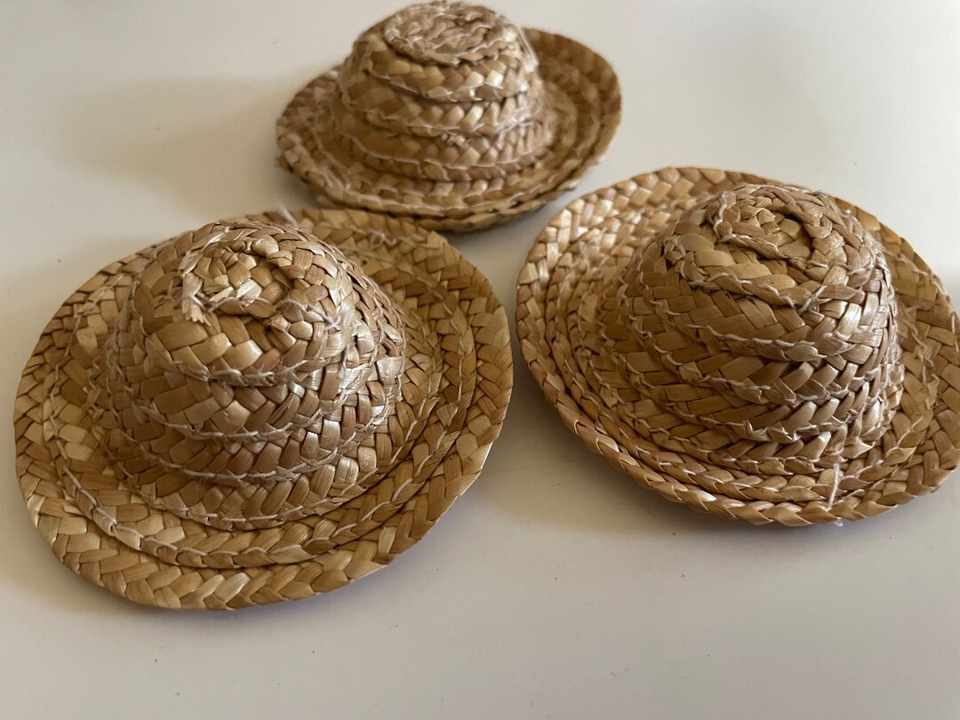 3 Count Small Straw Doll Hats 3 Inches MR3 Etsy