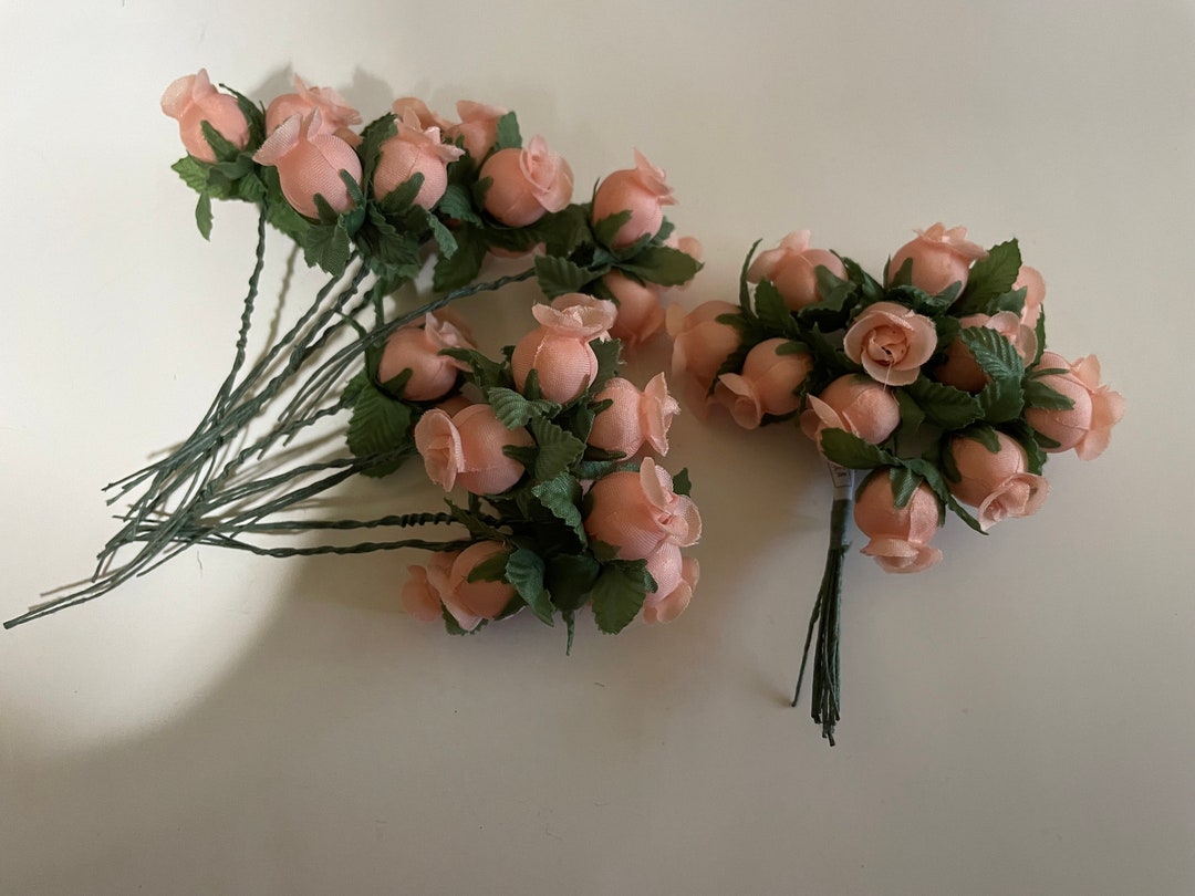 Total of 42 Minifabric Roses Decor Embellishment Peach Color Etsy