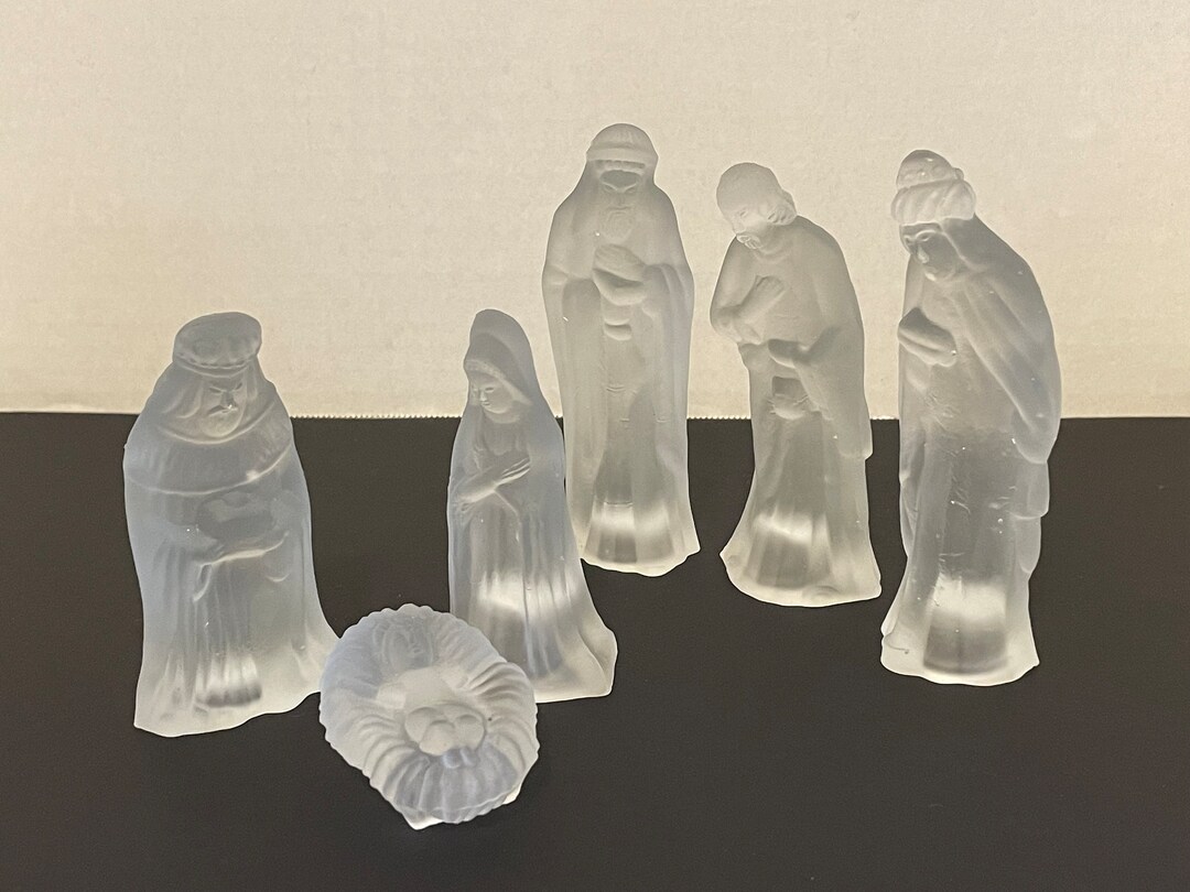 Frosted Glass Nativity Set Original Box Vintage RR Etsy