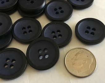 16 count navy blue vintage resin buttons, 18 mm (AA4)