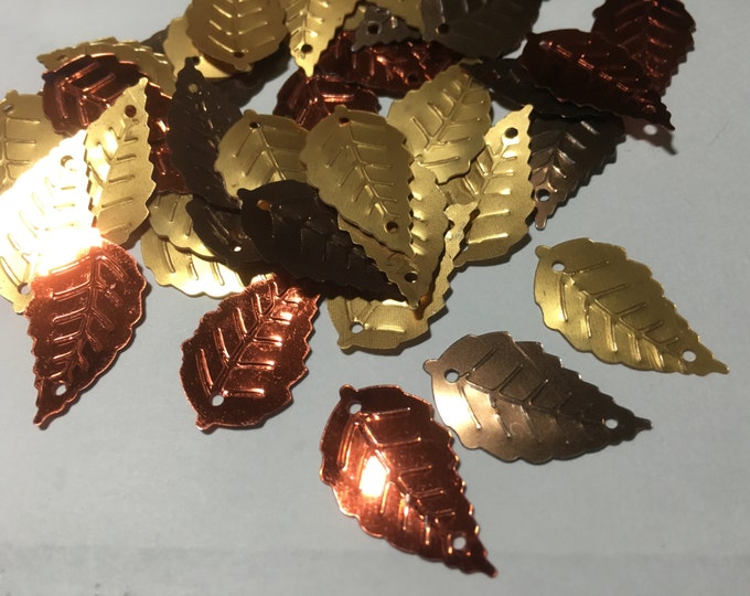 Assorted Metalic Fall Tone Leaf Sequins/ Confetti Mix , 13 X 25 Mm (26H ...