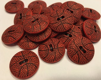 5 large basketball  buttons, 20 mm (B9)