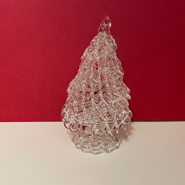 Spun Glass Christmas Tree Ornament, 3 1/2 inches tall (RR)