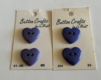 4 count large purple heart Buttons, 7/8 inch (B4)