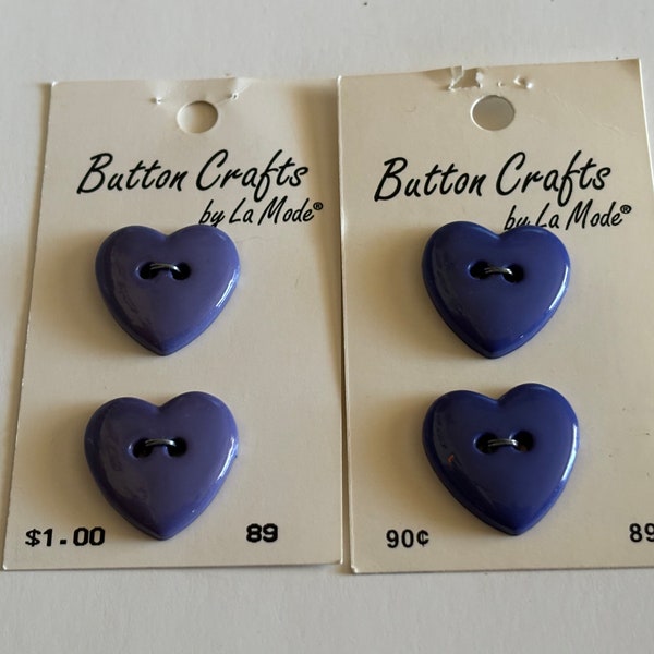 4 count large purple heart Buttons, 7/8 inch (B4)