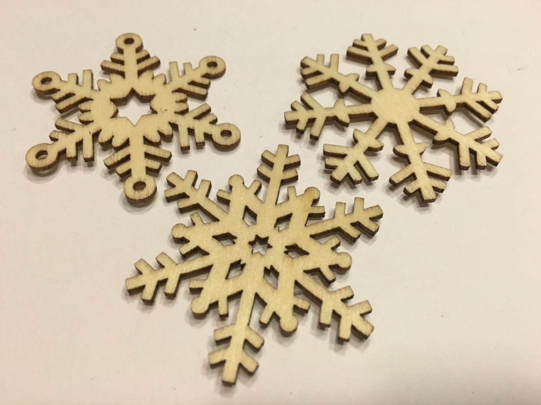 3 Piece LARGE Wood Snowflake Mix 50 Mm BR8 - Etsy