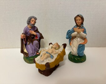 Vintage OLD 3-piece Nativity Set, 3 - 4 inches (MR)