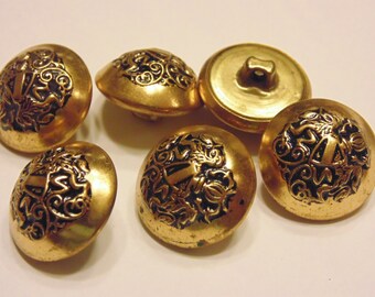 6 count vintage metal buttons, 18 mm (48)