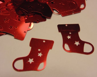 25 large red stocking sequin/ confetti , 17 x 20 mm (9)