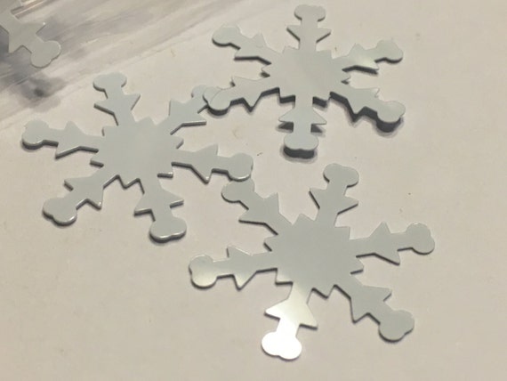 20 large silver snowflake confetti sequins 28 24 mm