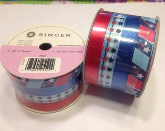 set of 4 different red white and blue ribbon (MR11)