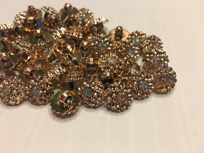 10 Rose Gold Acrylic Flower Rhinestone Buttons, 12 Mm (23) - Etsy