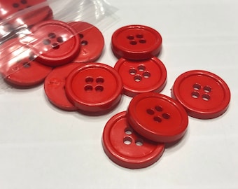 40 red 4 hole acrylic buttons, 13 mm (26)