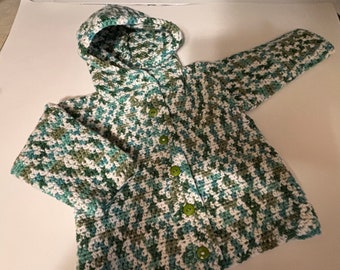18-24 month multi color green and blue, Button-down Hoodie, Jacket