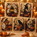 Halloween Pearl Rhinestone Bead Art DIY Kit, Cute Fall 3D Beaded Embroidery Craft Set for Adults, Seasonal Handmade Wall Decor &Holiday Gift