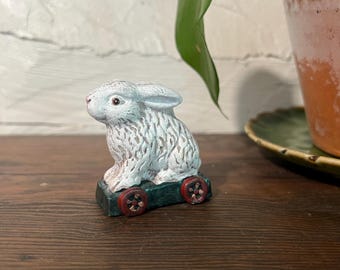 Russ Olde World Heritage Figurine "White Bunny on Cart"