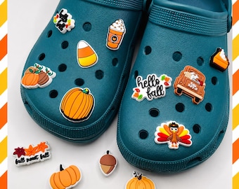 Herbstliche Schuhanhänger, Herbstliche Schuhaccessoires, Kürbis- und Ernteanhänger, Saisonales Geschenk