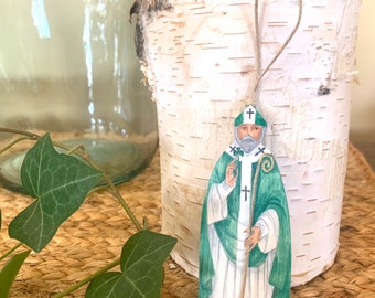 Saint Patrick Acrylic Painting Mini Wood Ornament