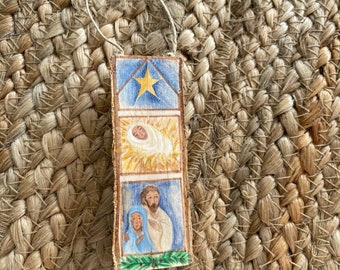 One Holy Family Nativity Wood Slice Ornament