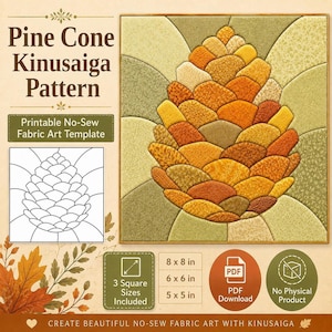 Patrón Kinusaiga, Piña, Plantilla para Arte Textil sin Costura (3 Tamaños)