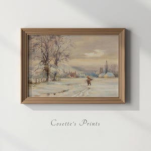 Winterpadkunst | Sneeuwwandeling | Vintage landschapsprint