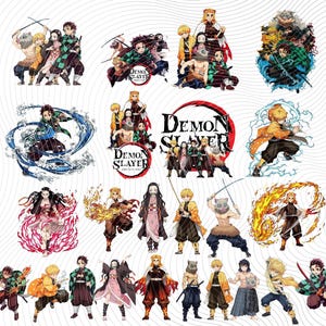Demon Slayer PNG Clipart Bundle 35 Images, Anime Character Illustration, Nezuko Tanjiro Inosuke png, Digital download, Commercial Use