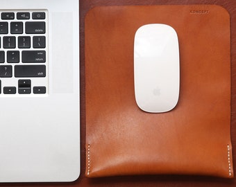 Personalized Leather Mouse Pad with Ergonomic Wrist Rest (Free Cable Organizer)