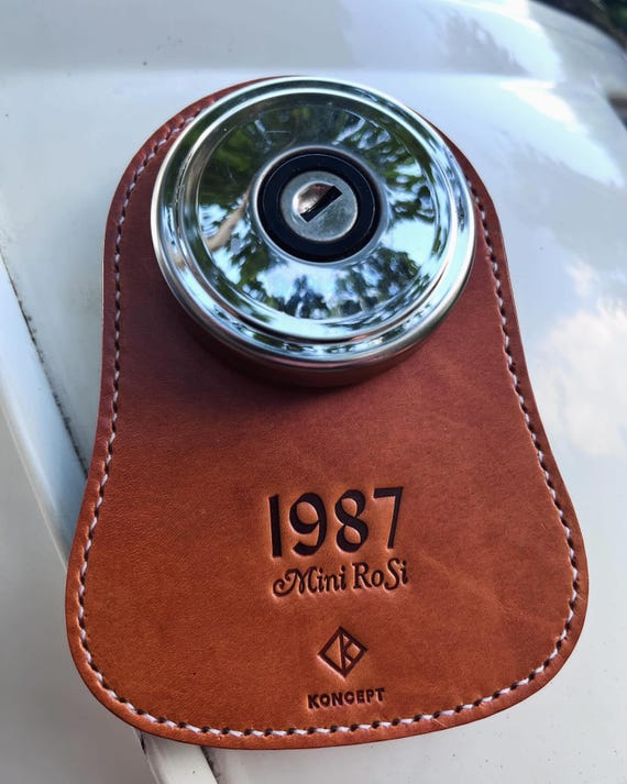 Personalized and Handstitched Leather Fuel Bib: Classic Mini Car