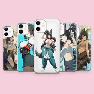 May include: Five clear smartphone cases featuring anime-style illustrations of a dark-haired character with animal ears. The designs show the character in various outfits, including boxing gear, a white top, and casual clothing, with one case displaying the text MIYABI.