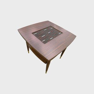 Vintage Tiled Walnut Laminate Two-Tiered End Table