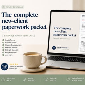 Therapy Intake Forms Bundle, Editable Word Templates, Informed Consent, Telehealth Consent, Practice Policies, Private Practice Paperwork