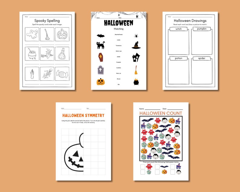 Halloween Activity Book for Kids, Printable Halloween Workbook ...
