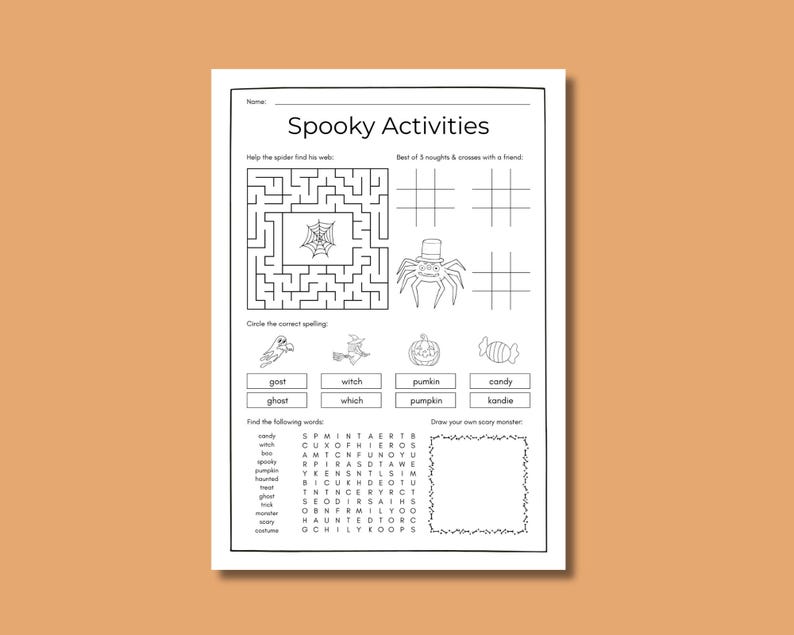 Halloween Activity Book for Kids, Printable Halloween Workbook ...
