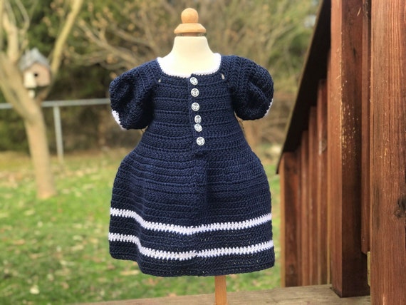 Handmade Crochet Sailor Dress and Hat Set, Navy Style 3T - Etsy Handmade Crochet Sailor Dress and Hat Set, Navy Style 3T - Etsy